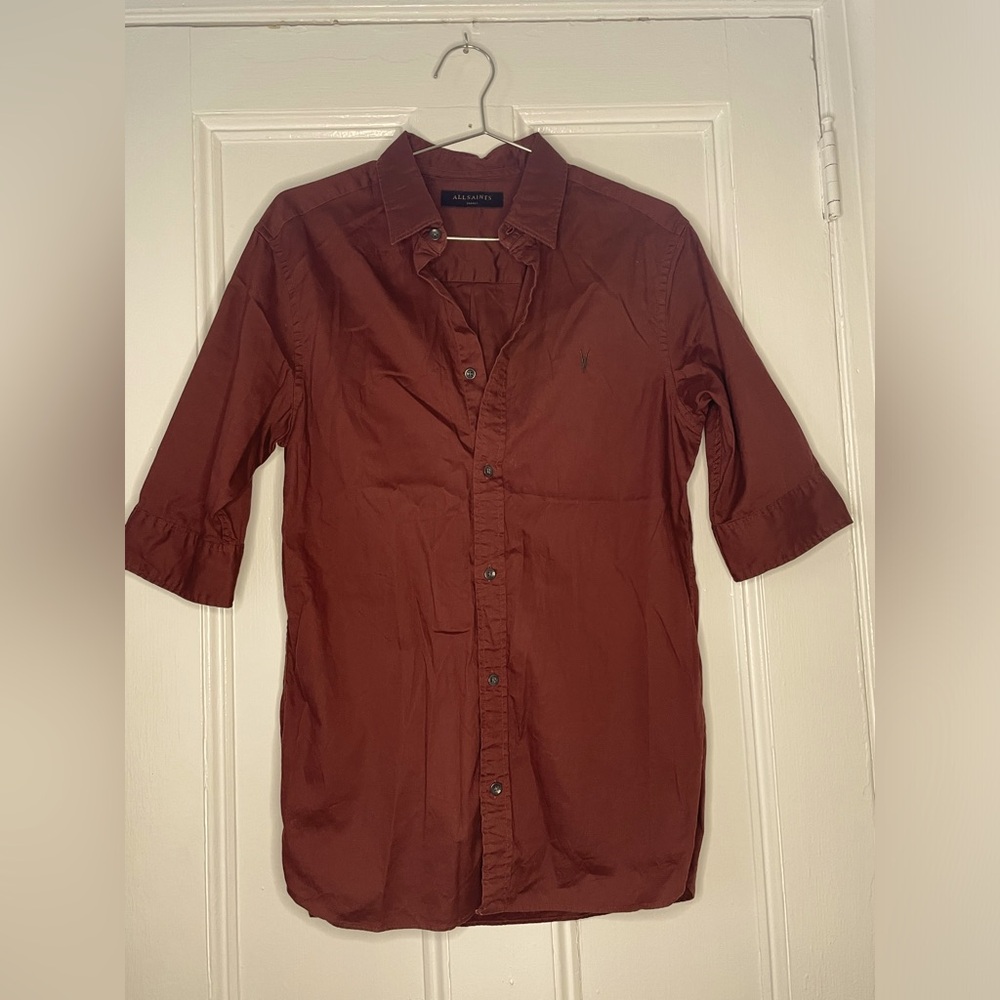 All Saints short sleeve Men’s Small Burgundy